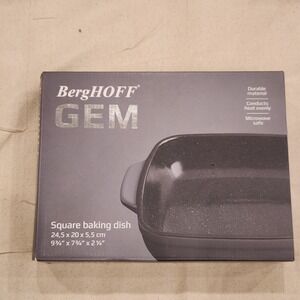 New BergHOFF Gem Square Baking Dish 9 ¾" x 7 ¾" Grey Stoneware Oven to Table
